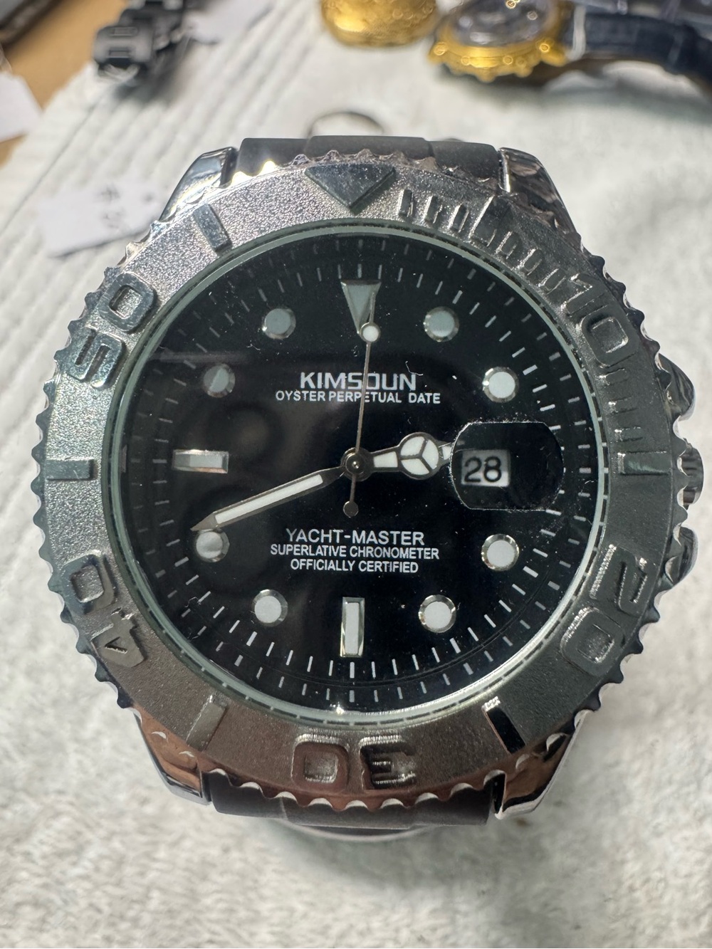 Kimsdun Yacht-Master Men's Black and Silver Watch